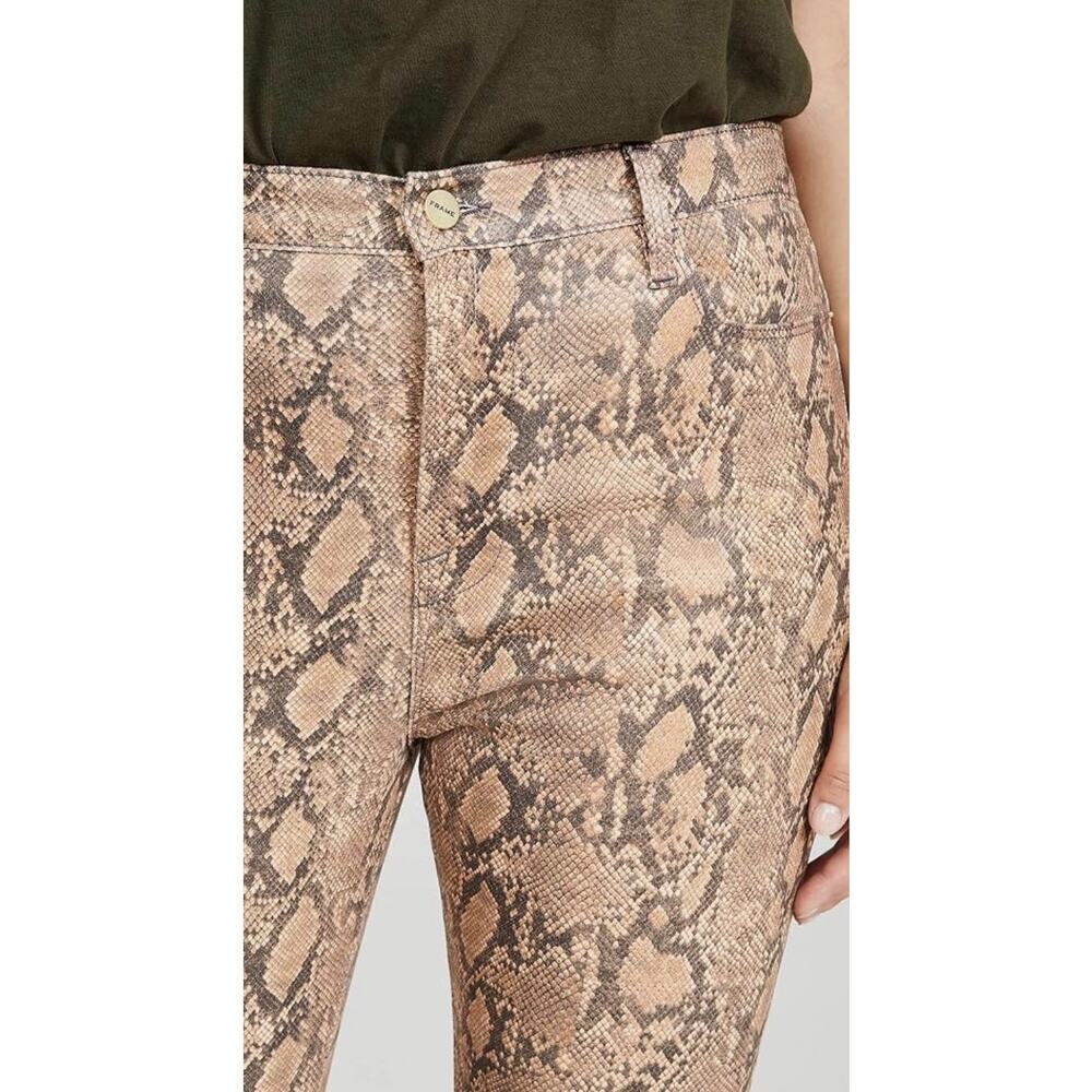 Frame Women’s Le High Skinny Crop Coated Python Print Pants Jeans Sz 25 NWT - Picture 4 of 9